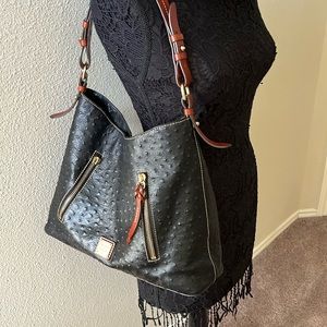 Dooney & Bourke ostrich black shoulder bag and matching wallet